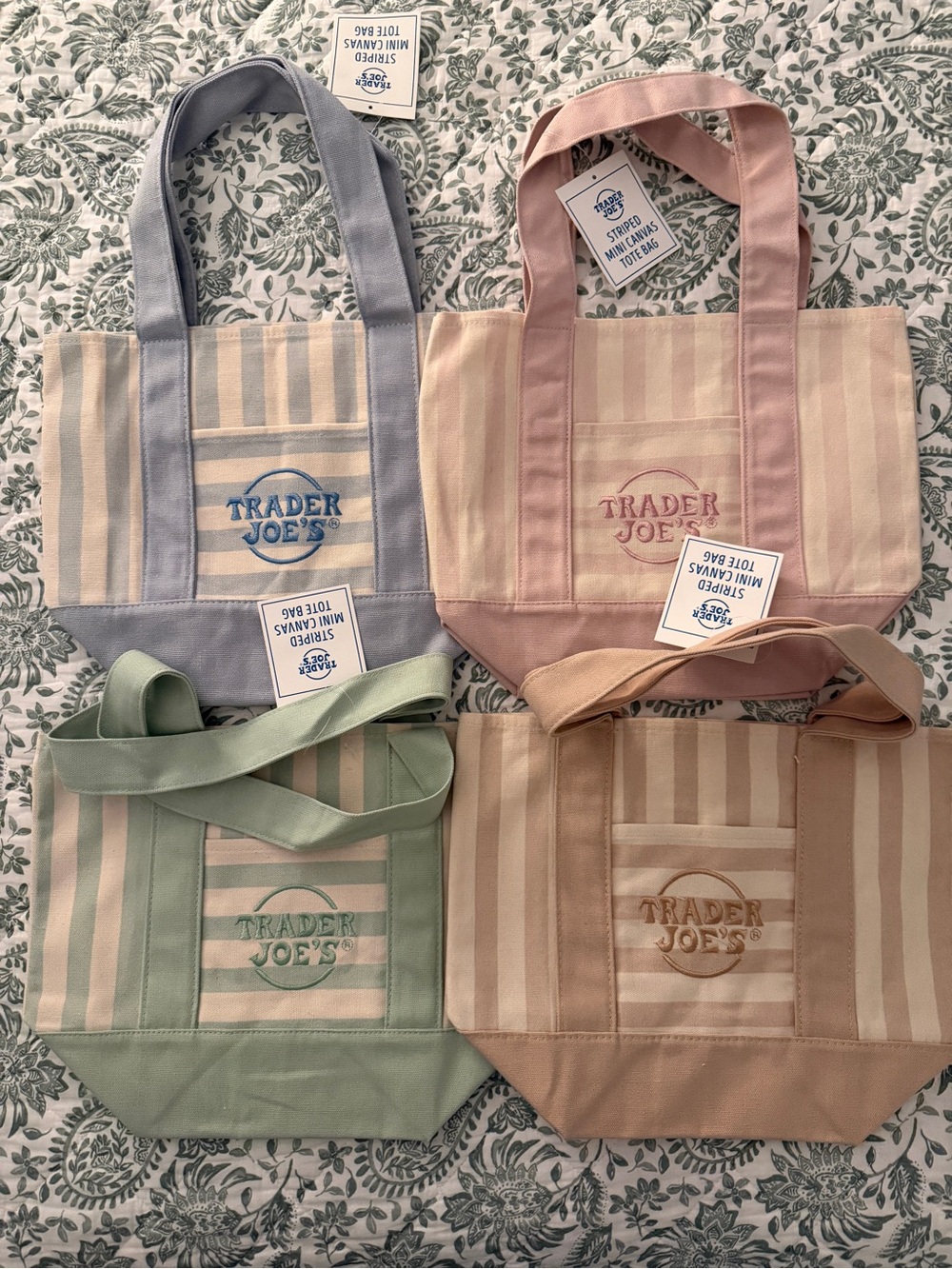 Trader Joe’s Summer of 2026, set of mini stripped totes. New!
